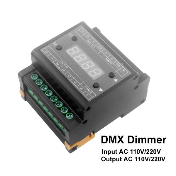 Freeshipping Dmx Led Dimmer 220v 110v Uscita 3 canali Dmx Dimmer Interruttore Triac Dimmer per lampada a led 220v