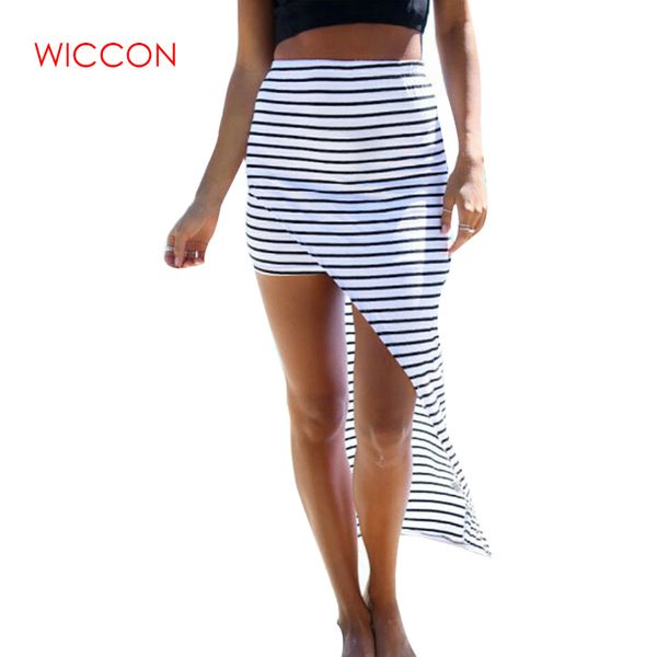 

2019 new women's skirt high waist beach skirt boho female summer chiffon stripe short mini skirts, Black