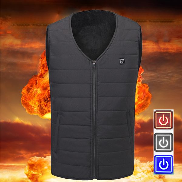

usb heated men women warm hiking vests hunting tactical vest jacket winter flexible electric thermal clothing waistcoat hiking, Blue;black