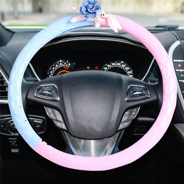 

kongyide car steering wheel cover creative plush cartoon female car accessories 38cm 15inch universal zax8029 dropship mar12