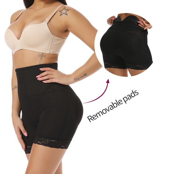 

женская бесшовная butt lifter boyshort проложенный трусы hip enhancer для похудения нижнее белье пластика формирователи талии тренер body sh, Black;white