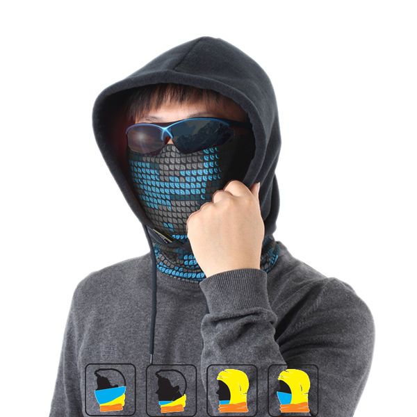 

multifunction fleece beanies outdoors motorcycling skullies balaclavas skiing cycling winter hats caps face mask scarf, Black