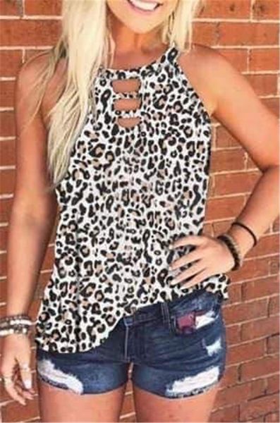 

summer women t-shirt sleeveless vest leopard tie-dye style pullover tees shirts ladies round neck bloouse casual clothes sale d61201, White