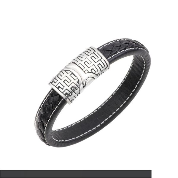 

нержавеющая сталь great wall pattern браслет из натуральной кожи браслет мужской, Golden;silver