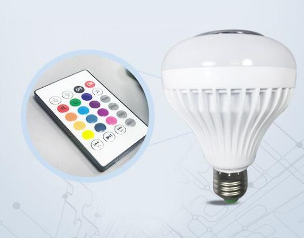 

popular multi colors displaying 12w e27 rgb+white music lead light bulb colorful led dance water speaker light bulb