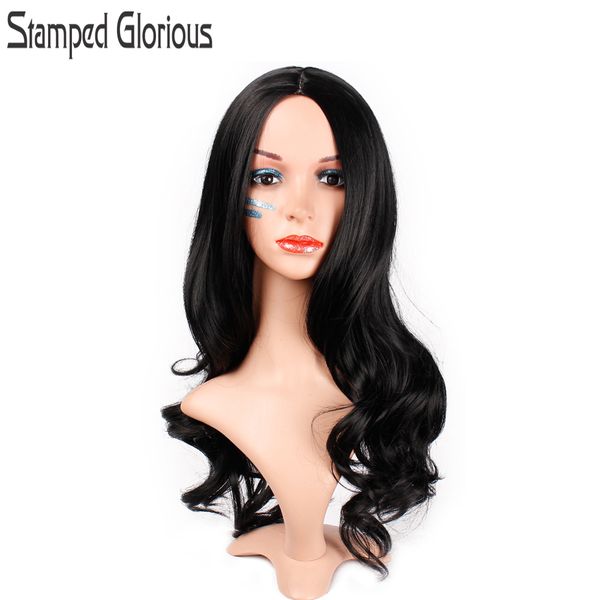 

part long black wavy glueless synthetic lace front wigs lace wig for black /white women can cosplay wave pink brown wigs