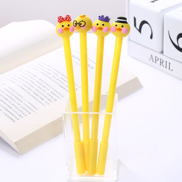 

12pcs kawaii korean duck gel pen cute cartoon stationery item creative anime school office supply accessory writing store thing