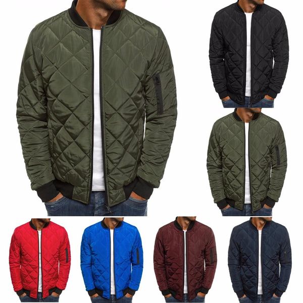 

autumn jacket wind breaker casual plaid parka solid color brand overcoat men thick clothes zipper jackets men 2019 h689, Black