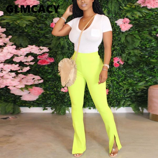 

women high waist regular pants solid slim fit slit chic casual trousers elegant work pants, Black;white