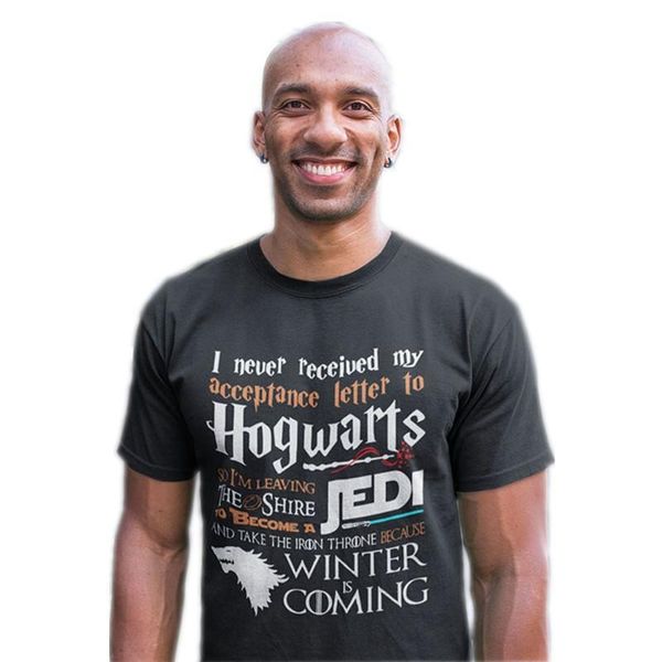 

game t shirt never received my hogwarts letter and winter is coming short t-shirts tees trend elegant plus size s-6xl, White;black