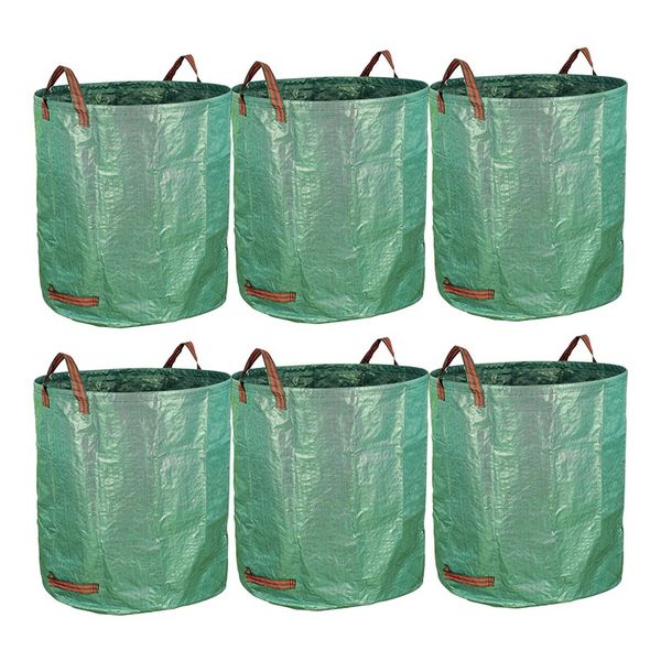 

6-pack 72 gallon bags - reusable heavy duty gardening bags, lawn pool garden leaf waste bag kitchen storage organization