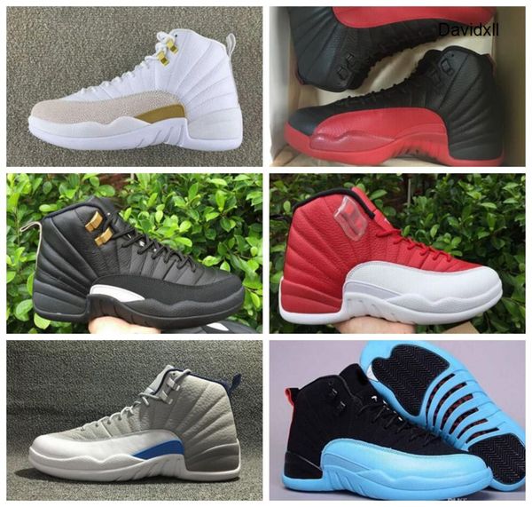 

mens athletic 12 xii flu game basketball sport shoes 12s sneakers playoff taxi gamma blue master us8-13