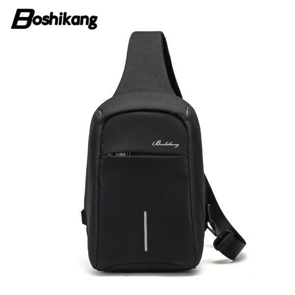 

boshikang 2019 summer men sling bag oxford daily daypack for teenager brand casual small daily bag grey black men chest