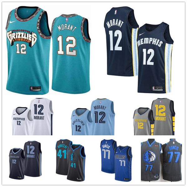 

Men 039 memphi ja 12 morant grizzlie dalla luka 77 doncic maverick dirk 41 nowitzki retro kri tap 6 porzingi ba ketball jer ey