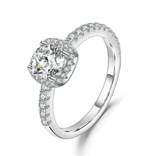 

gem's ballet brilliant 925 sterling silver 1.0ct 6.5mm ef color moissanite ring for women wedding engagement ring fine jewelry, Golden;silver