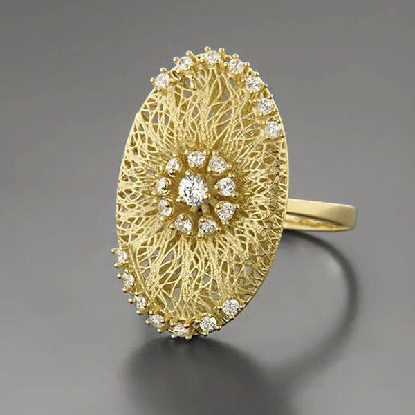 

2020 new fine gold inlaid zircon diamond ring european and american women new wholesale fashion ring, Golden;silver