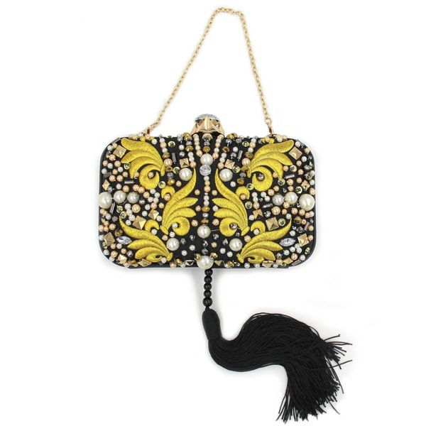 

luxury fashion heavy industry hand-inlaid tassels dinner bag evening bag ladies