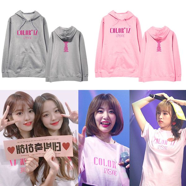 

k- izone combination hooded debut coloriz concert around the same paragraph hoodie men and women spring and autumn, Black