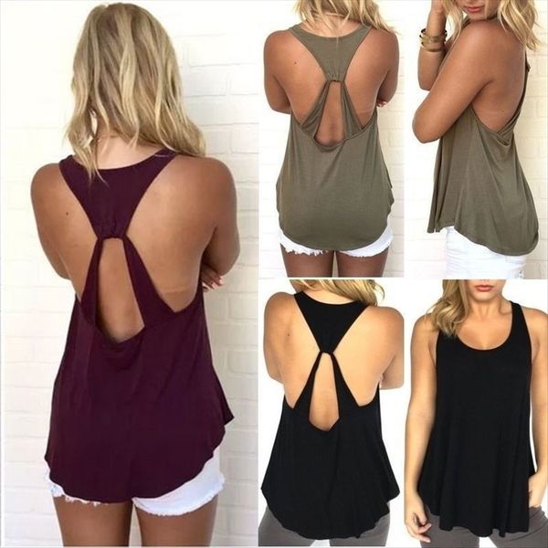 

backless solid color vest women's wear backless solid color vest women's wear, White