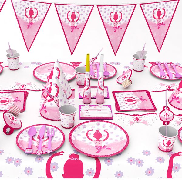 2019 Lovely Ballet Girl Theme Party Tableware Plates Napkins Happy