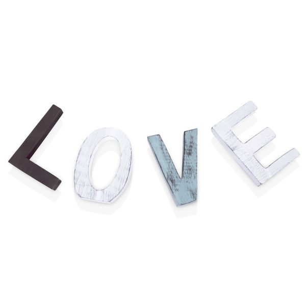 

distressed wood block love sign decorative wooden cutout letters