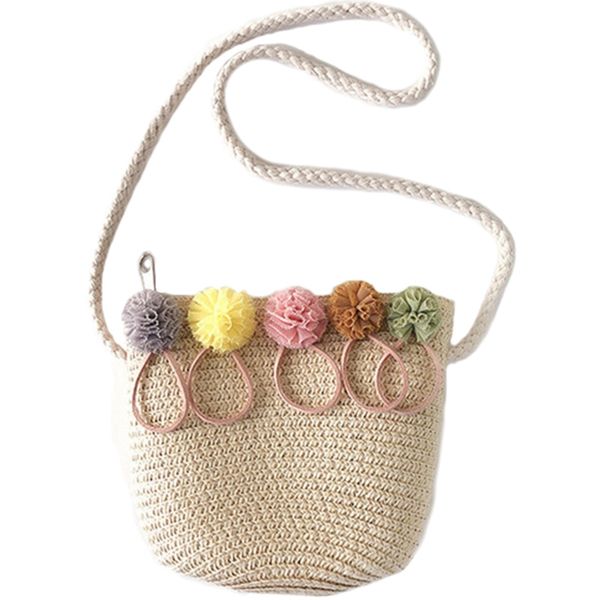 

girls shoulder bag straw rattan weave crossbody bag for baby girls beige