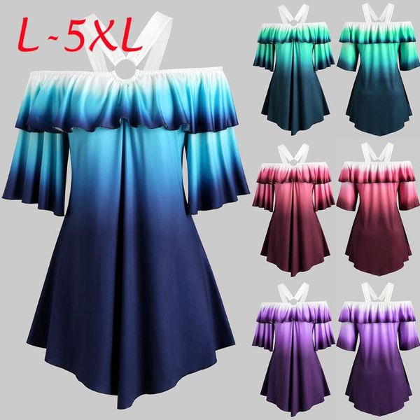 

плюс размер юбки для женщин sexy блуза бретелек gradient печать блуза backless пуловер верхняя рубашка blusaa де mujer # yl10, White