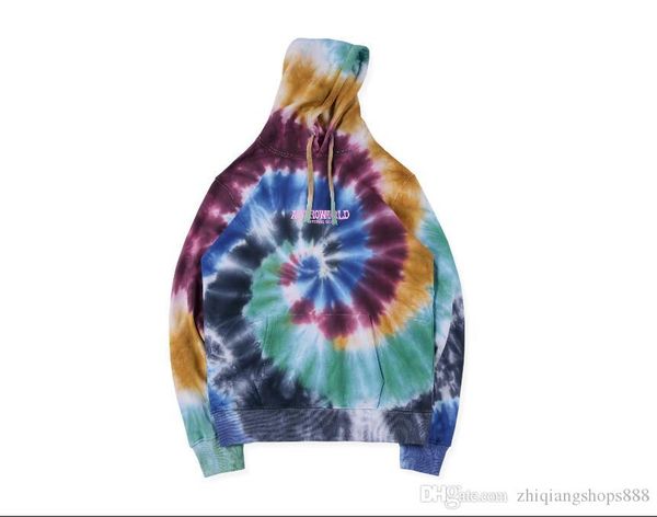

drew house горячий трэвис скотт astroworld фестиваль run tie dye hoodie осень весна dh hip hop drew house tie-dye женщины мужчины толстовка, Black