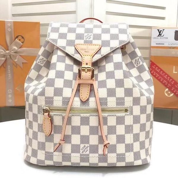 

Хорошее качество Sperone рюкзак с Damier Azur холст M4341 рюкзак Белый плед F30