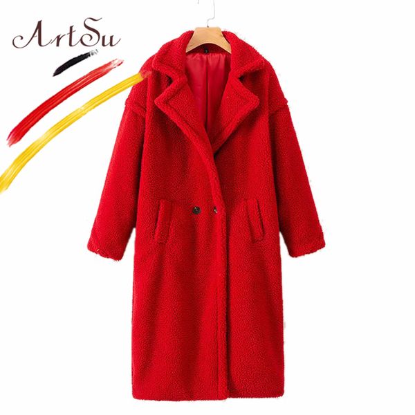 

winter fur teddy coat women high street oversized red teddy jackets ladies lamb wool coat white pink faux fur long, Black