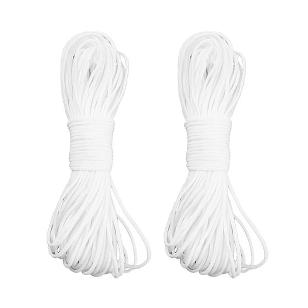 

2 pieces elastic cord waist band white, Black