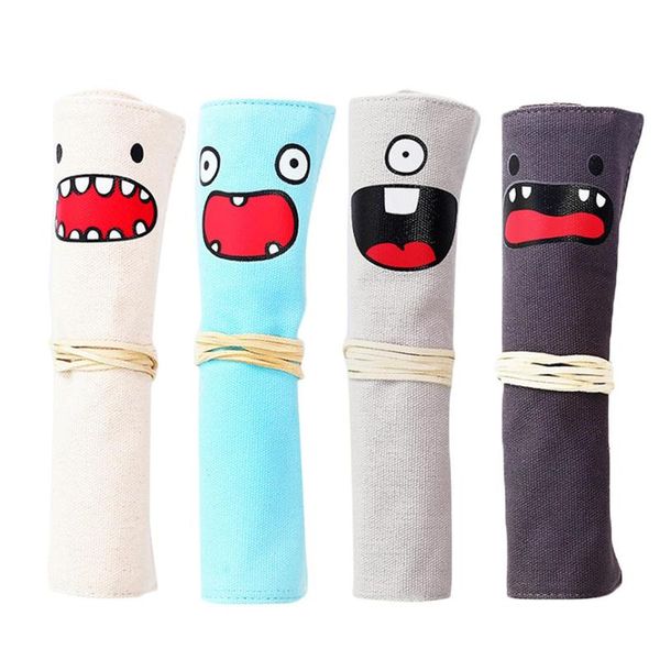 

new simple kawaii foldable pencil bag multifunctional strap bag storage case pencil canvas pouch up pen wrap cosmetic gift i4f8