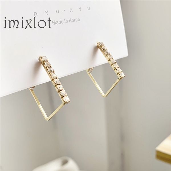 

2020 new korean vintage temperament simple personality geometric square alloy hoop earring for woman girls fashion gold jewelry, Golden;silver