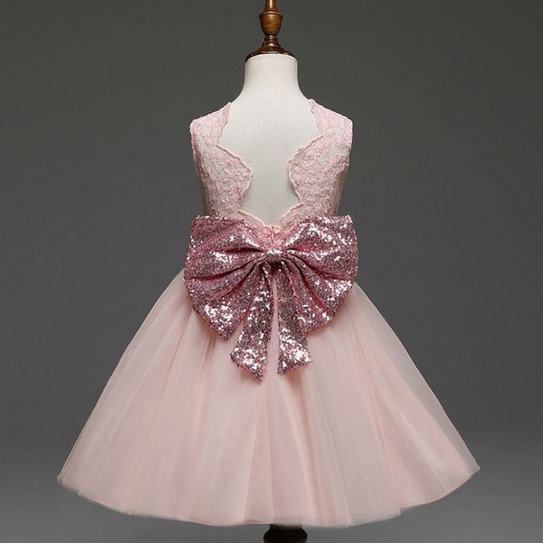 

Baby Girl Flock Aniniversaire Princess Christening Baptism Backless Children Party Dress For Girls Clothes Kids Wear XF127