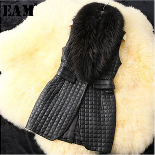 

eam] women loose fit brief personality temperament solid vest new lapel collar sleeveless fashion tide spring autumn 2019 jy885, Black;white