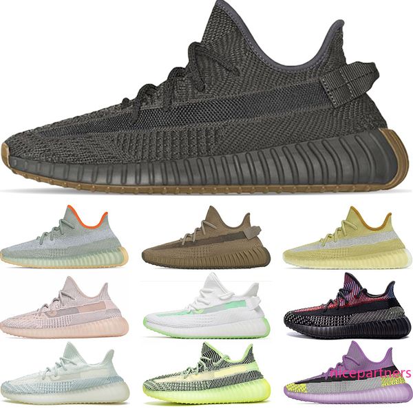 

cinder kanye west running shoes earth marsh desert sage cloud white static 3m reflective mens sneakers womens sports size 36-47