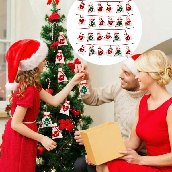 

christmas hanging bags countdown calendar 24 days gift candy bag new year #3s25