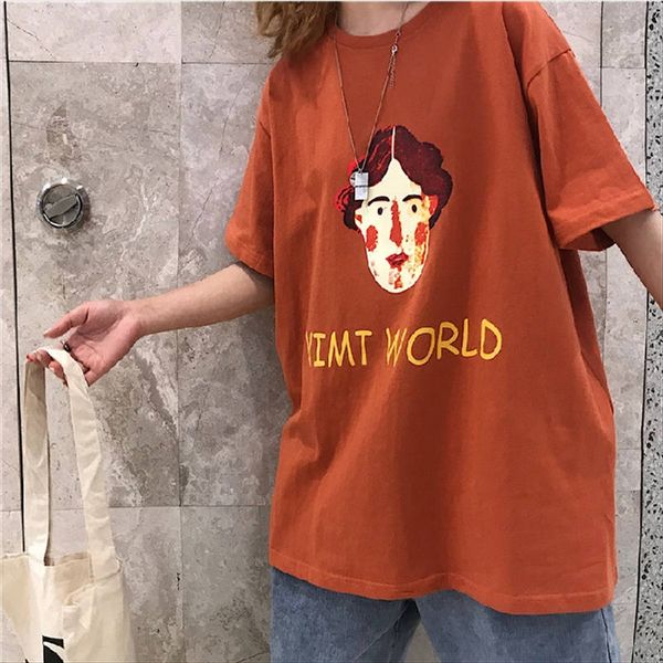 

cotton loose style harajuku style ins short-sleeved medium-length printed t-shirt women's large size t-shirt long skirt women's st, White