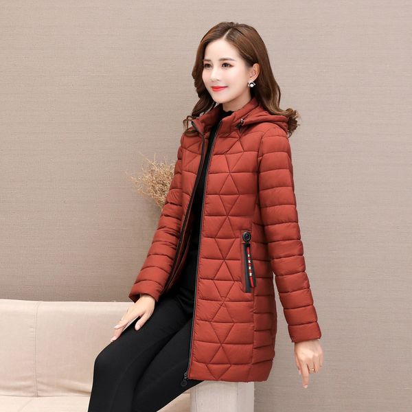 

2018 autumn & winter middle-aged down jacket cotton-padded clothes large size thin-warm middle-aged women dress slim fit mid-len, Blue;black