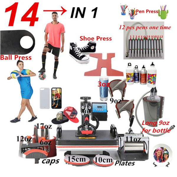

14 all in 1 heat pre machine ublimation pen pre machine heat tran fer machine for ball hoe cap mug plate t hirt ca e