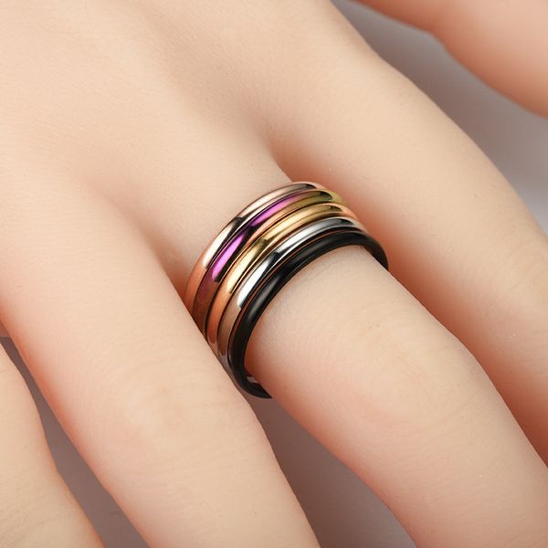 

selling 2mm very fine titanium steel stainless steel couples ring shiny side korean-style women's tail ring handmade, Golden;silver