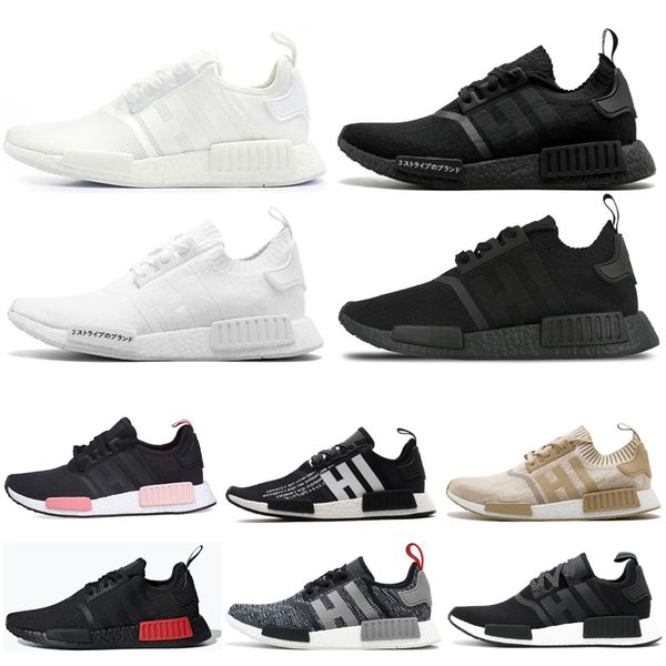 

fashion nmd r1 running shoes for men women triple black white og 2017 release atmos_black runner sports sneakers 36-45