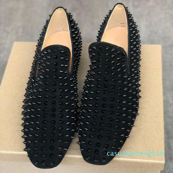 

mens red bottom одуванчика шипы обувь конструктор greggo orlato плоские туфли черные лаковые sude бархат бездельник платье партии обувь c16, Black
