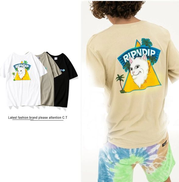 

2020 / ripndip италия mens роскошный тенниски конструктора selling женщин летние рубашки высокого качества пара рубашки вышивка печать хлопо, White;black