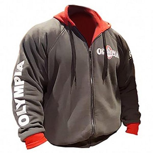

olympia men gyms толстовки тренажерные залы фитнес бодибилдинг толстовка crossfit пуловер спортивная мужская тренировка куртка с капюшоном о, Black