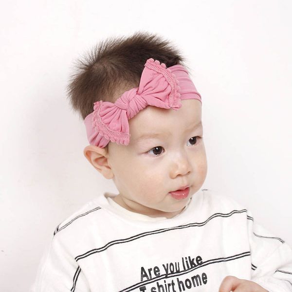 

21 colors new baby toddler nylon bow hairbands tassel children girls headbands big knot turban kids hair accessories, Slivery;white