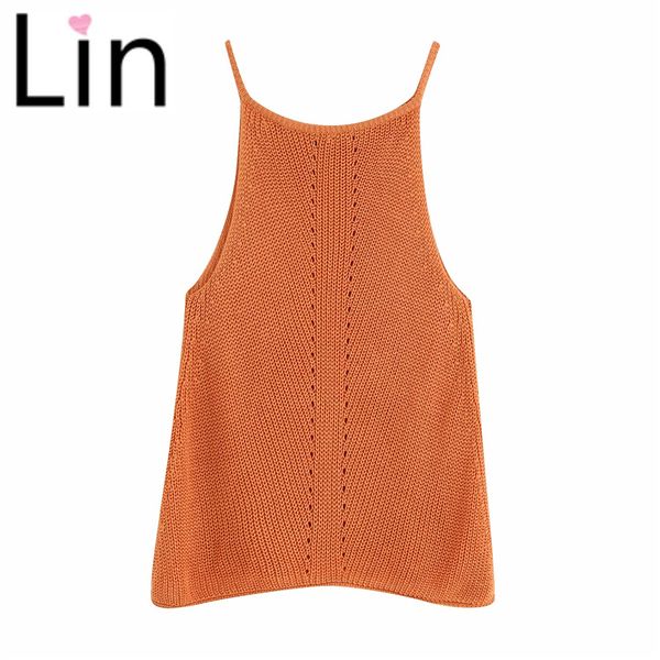 

lin side split drop shipping fashion spaghetti strap knitted camisole hollow out women summer camis, White
