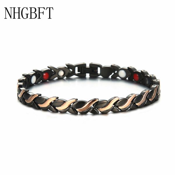

nhgbft classic black color magnetic bracelets for women mens stainless steel benefits germanium energy bracelet bangles