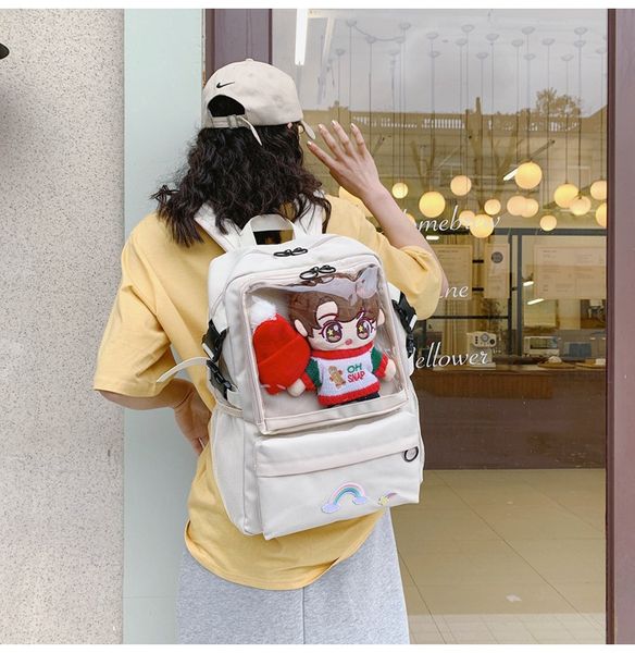 

lolita transparent backpack solid canvas soft women's backpack high capacity bag trendy backpacks for school teenagers girls new