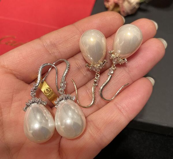 

french pearl pendant women earrings elegant minimalist water drop femininity elegant wedding accessories, Silver
